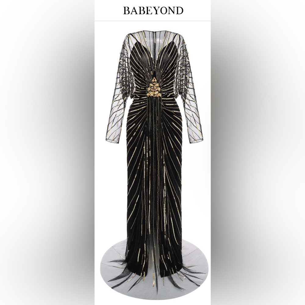 Plus Size Black and Gold Sequin Dress